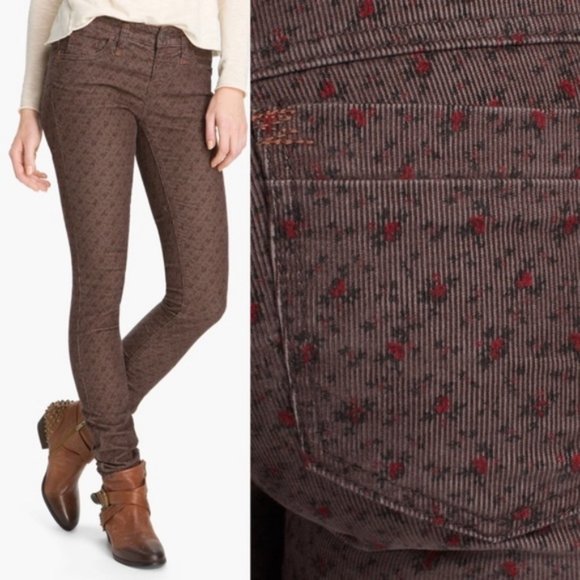 Free People Ditsy Floral Corduroy Skinny Jean - Picture 2 of 7